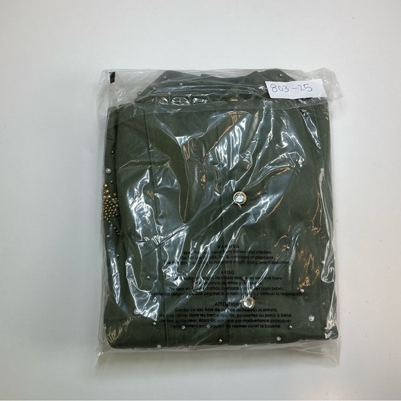 Quacker Factory Pearl Stone Embellished Button Up Longsleeve Stretch Jacket - Picture 5 of 5